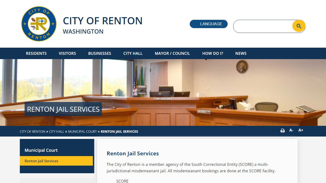 Renton Jail Services - City of Renton - Renton, Washington